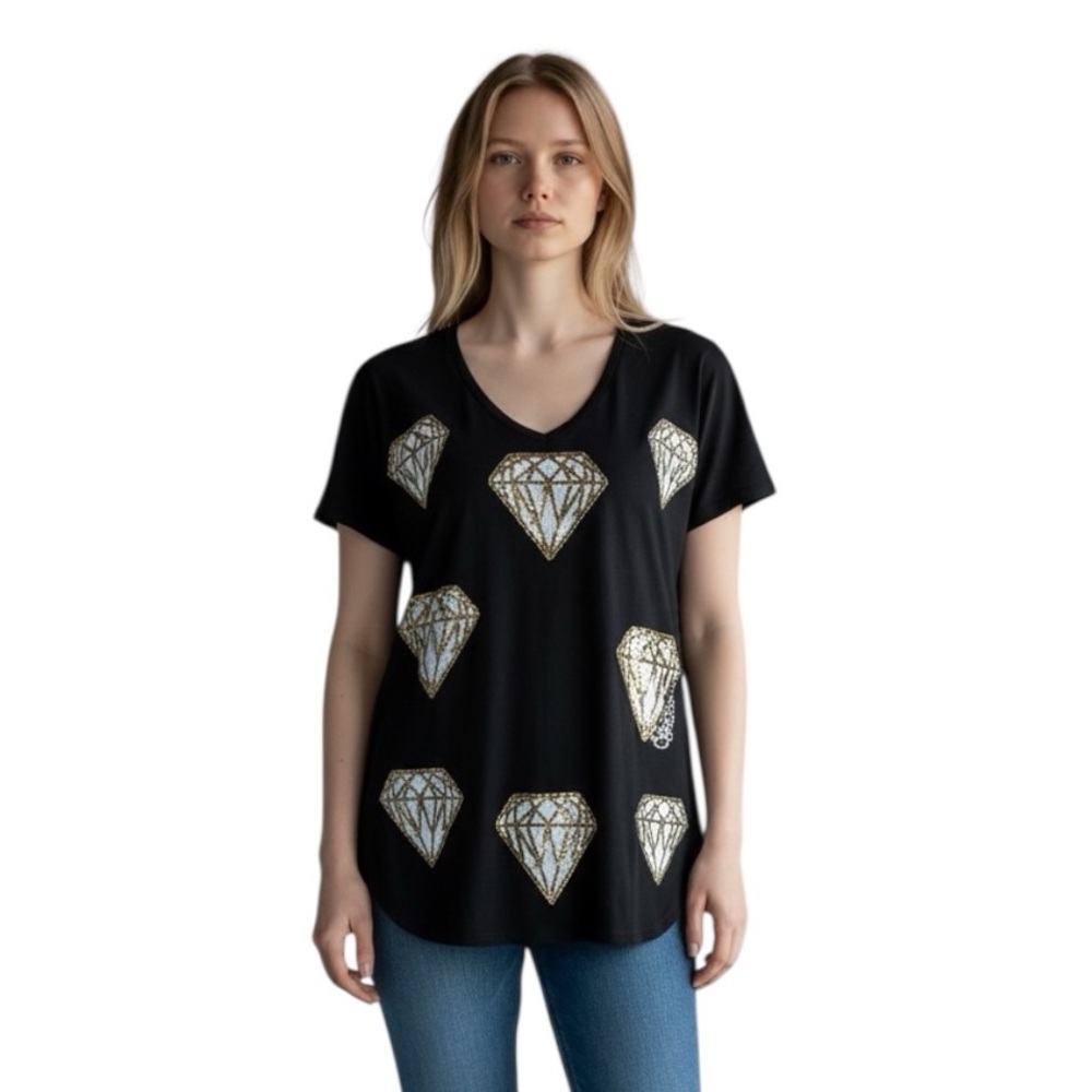 Lauren Moshi Diamond Print Oversized Streetwear Tee